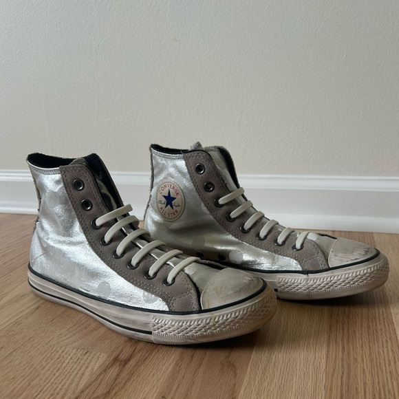 Converse Silver Polka Dot High-Top Sneakers - Picture 1 of 7